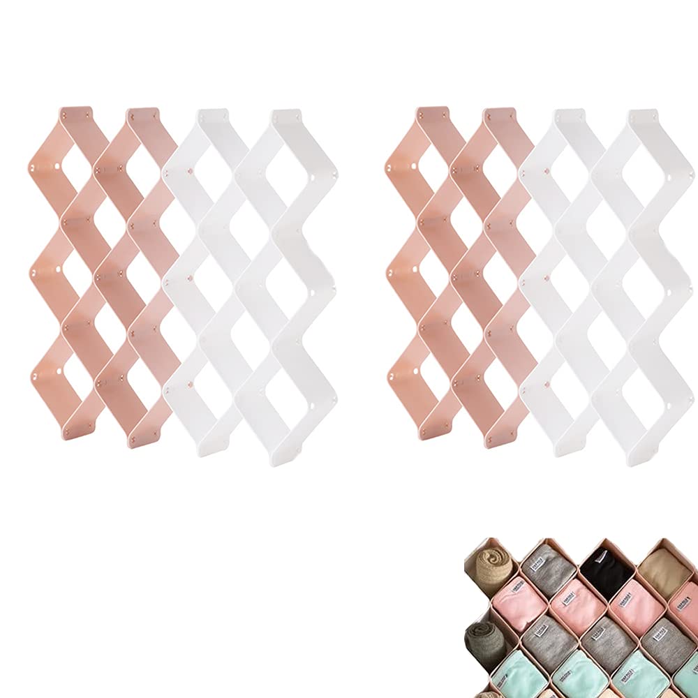 16 Pieces Drawer Divider, Drawer Organizer, 2 Colours, Diamond Shaped, Adjustable for Socks, Scarves, Ties, Underwear, Panties