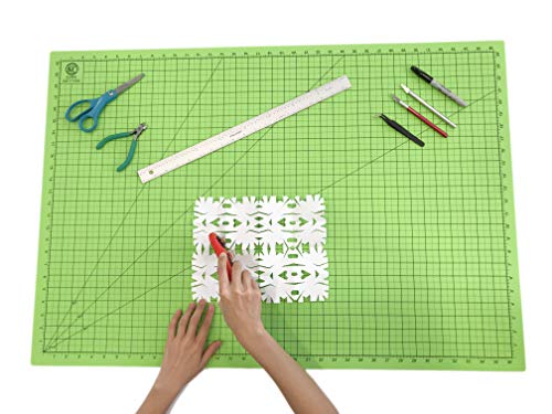 KC Global A1 (36"x24") Professional Grade Self-Healing Cutting Mat (Neon Green) - Odor-Free, Reversible, Eco-Friendly, Durable, Bright Color Premium Desk Mat for Crafters, Quilters, and Hobbyist