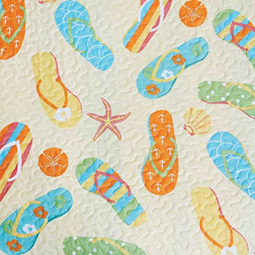 C&F Home Sunny Splash Flip Flops King Quilt Set with 2 Shams All Season