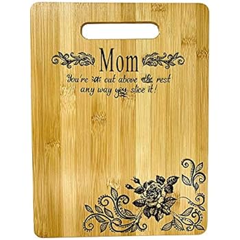 Mother's Gift - Mom Bamboo Cutting Board for Kitchen Mom Birthday Christmas Gift Engraved Side For Décor Best for Meat/Vegetables and Fruits - 9 x 6 inches