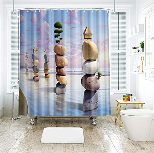 True Holiday Shower Curtain Fabric Polyester Waterproof Mildew Resistant Antibacterial Shower Curtain Liner with 12 Curtain Hooks 180cm*180cm