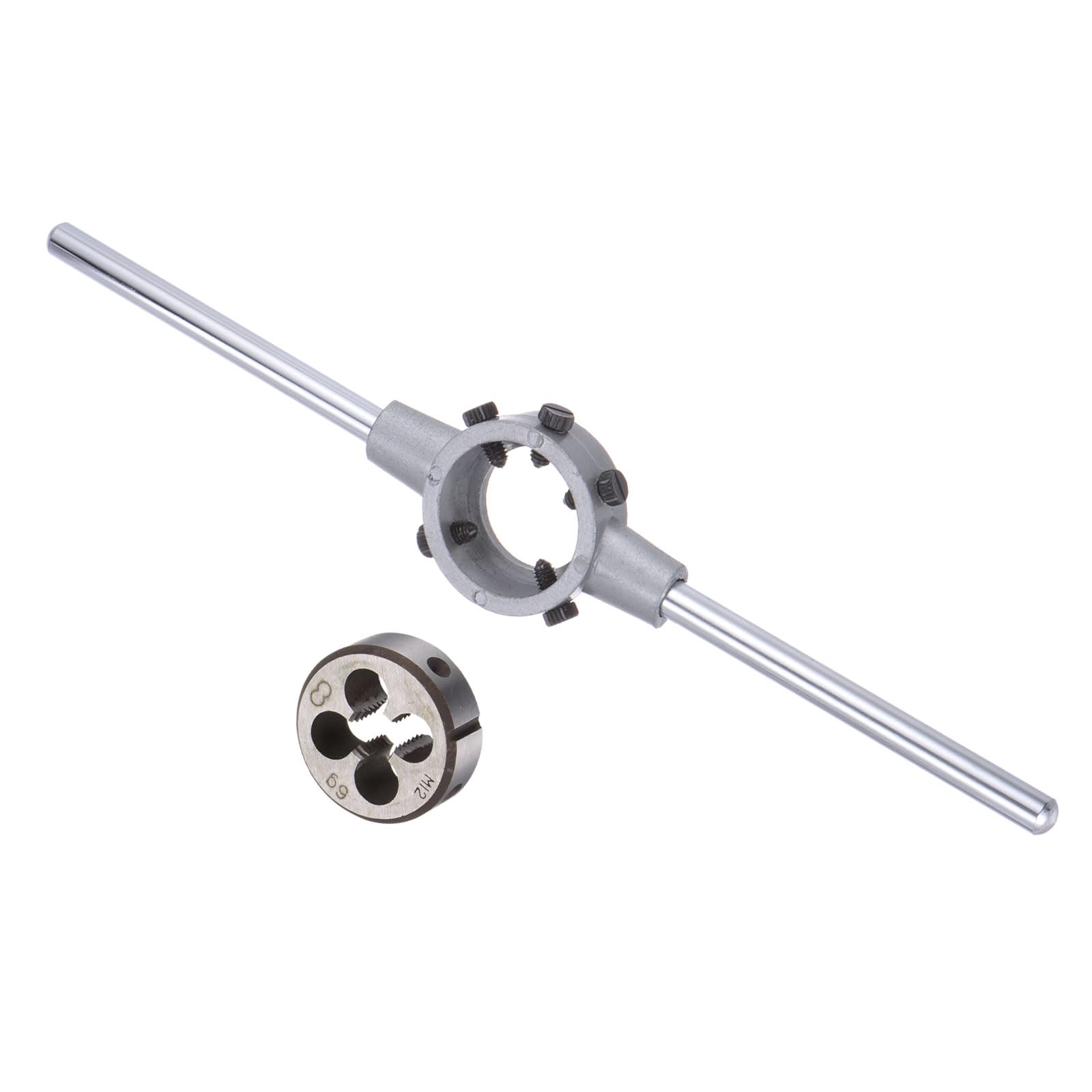 CoCud Die Stock Handle Set, M12x1.75 Thread Die & Fit 38mm OD / M12-M16 Die Wrench Tool Kit - (Applications: for Threading Repairing), 1-Set