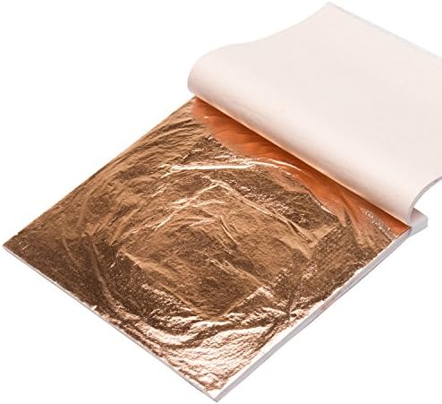 Exacoo 120 Sheets 5.5 x 5.5 inches Imitation Leaf for Art Gilding Crafting Furniture Frames DIY Decoration (Rose Gold)