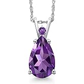 Gem Stone King 14K White Gold Purple Amethyst Pendant Necklace for Women | 2.67 Cttw | Gemstone February Birthstone | Pear Shape 12X8MM | With 18 Inch Chain