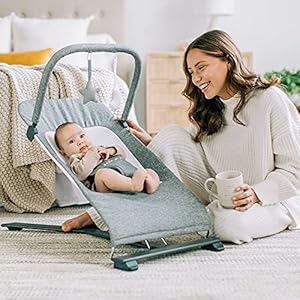 Baby Delight Alpine Deluxe Portable Bouncer | Infant | 0 – 6 months | Charcoal Tweed