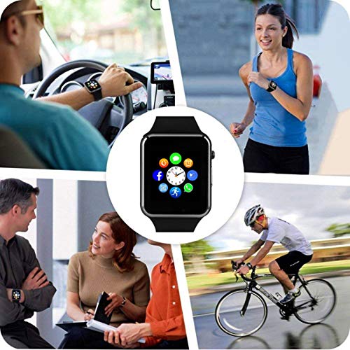 Smart Watch Phone Smartwatch with Camera Pedometer Call Text SNS Sync SIM Card Slot TF Card Music Player Alarm Compatible with Android and IPhone (Partial Functions) for Men Women Kids Teens (Black) - Thumbnail 6