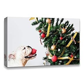 Canvas Wall Art Christmas Tree Celebration Painting Artwork for Home Prints Framed - 12x18 inches