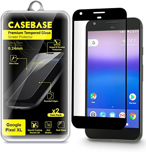 Google Pixel XL Screen Protector - CaseBase Premium Tempered Glass Screen Protector TWIN PACK for Google Pixel XL (Model Smartphone 2016) - 2 in 1