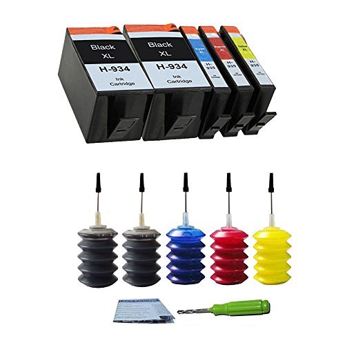 QINK (Combo Pack) 5 Pack 934XL (2B+1C+1Y+1M) HY C2P23AN C2P24AN C2P25AN C2P26AN For HP 934XL 935XL Ink Cartridge &amp; Refill Ink Kit For HP 934 XL