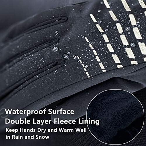 Black winter gloves suitable for climbing and biking, with good grip and touchscreen-friendly fingertips.