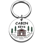 Cabin Keychains Gift for Rustic House New Home Gift for Cabin Lover Cottage County House Keychain for Mom Dad Grandpa Grandma Housewarming Real Estate Gifts for Family Friend Cabin Keyring in Bulks