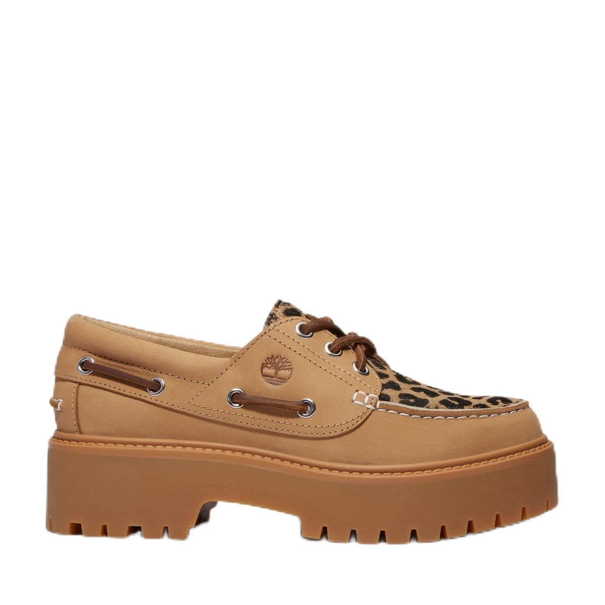 Timberland Women’s Stone Street Platform Boat Shoe, Beige, 7 Medium