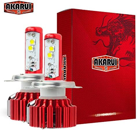 Akarui LED Headlight Bulbs Conversion Kit - Double Beam - CREE - 9,600 lumens - 55W - 6000K Cool White - 2-Year Warranty - Pair (H4 (9003))