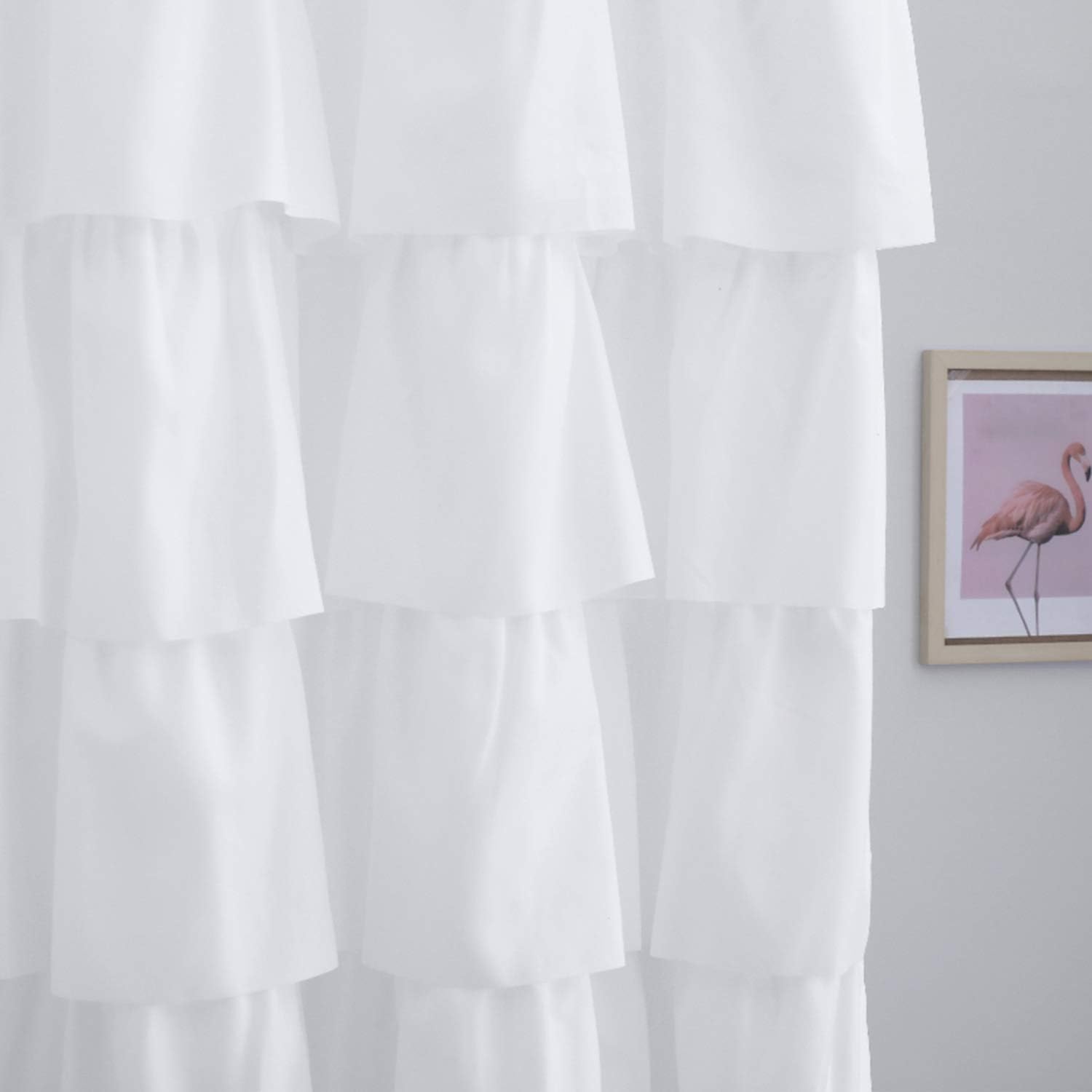 Ameritex Ruffle Shower Curtain Home Decor | Soft Polyester, Decorative Bathroom Accessories | Great for Showers & Bathtubs (72" x 72", White): Furniture & Decor