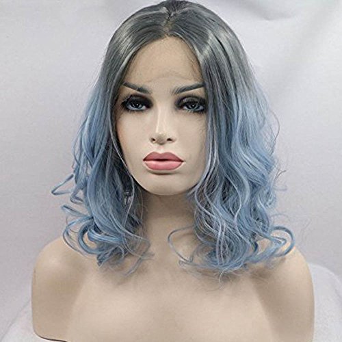 2 tones short wavy lace front wigs bob ombre black to b…