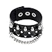 MORE FUN Punk Style Black Leather Cuff Bracelet Wristband Bullet Design with Skull Head Style