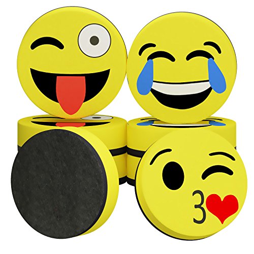Hibery 24 Pack Magnetic Smiley Face Circular Dry Whiteboard Eraser - Magnetic Whiteboard Eraser for Home, Office and School Classroom - Thumbnail 4