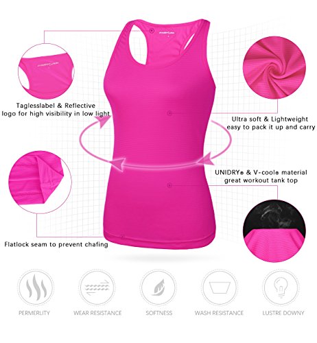 Fastorm Running Tank Tops for Women Active Racerback Dry Fit Tank Top Cyber Pink 2XL
