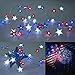 BOHON 4th of July Decorations Battery Operated String Lights with Remote Timer 10 ft 40 LEDs Red White and Blue Lights for Home Patriotic Memorial Independence Day Fourth of July Decor