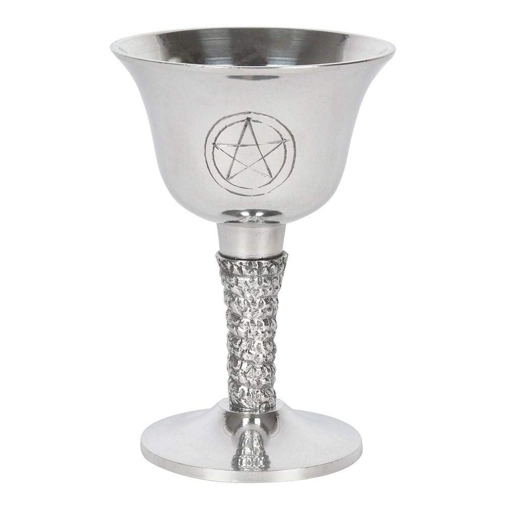 Enchanting Silver Metal Pentagram Chalice -13cm x 9cm (1 Pc.) - Mystical Design, High Quality Material - Great Home Decor Accent