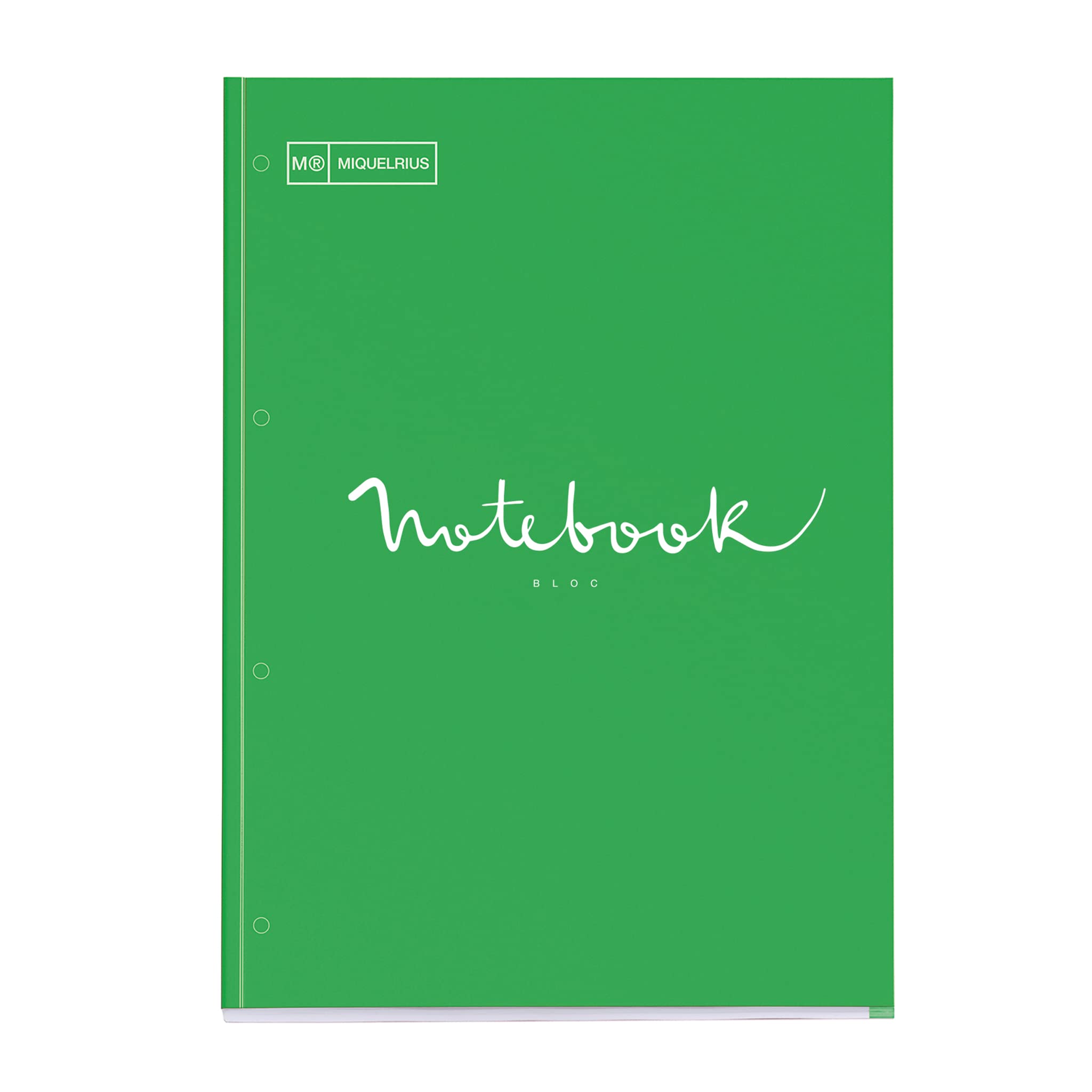 Miquelrius - Refill of 80 A4 Squared Sheets, glued pad with 4 Holes for Binder or Ring Binder, 90 g/m² Paper, Emotions Green