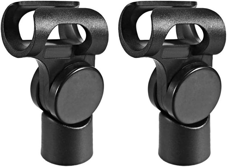sourcing map 2Pcs Universal Microphone Mic Clip Holder for 17mm Mic Stand Handheld 15mm Thread Dia, black