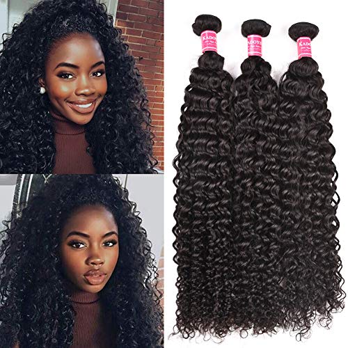 Kadoyee Brazilian Curly Hair 3 Bundles Short Virgin Human Hair 8 10 12 Inch Natural 1b Color 100 Real Hair Extensions Jerry curly Hair Weaves Double Weft for Black Women
