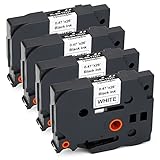 JARBO TZE231 Compatible Brother TZE-231 Label Tape Black on White, 4 Packs, 0.47 Inch x 26.2 Feet (12mm x 8m), Used for Brother P-Touch PT-D210 PT-D200 PT-D400AD PT-D600 PT-H100 PT-P700 Label Marker