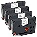JARBO TZE231 Compatible Brother TZE-231 Label Tape Black on White, 4 Packs, 0.47 Inch x 26.2 Feet (12mm x 8m), Used for Brother P-Touch PT-D210 PT-D200 PT-D400AD PT-D600 PT-H100 PT-P700 Label Marker