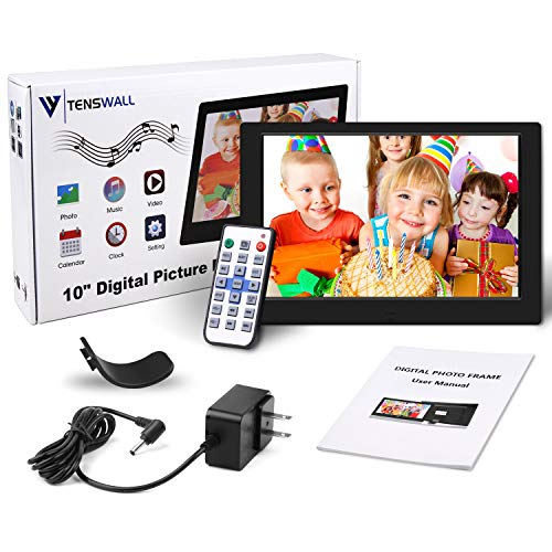 TENSWALL Digital Photo Frame, 10.1 inch Digital Picture Frame with Background Music, 1080P Video HD 1280x800 16:10 IPS Screen, Support 32GB USB Drives/SD Card, Remote Control -Black - Thumbnail 6