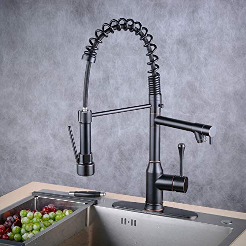Oil Rubbed Bronze Kitchen Faucet with Pull Down Sprayer,Beelee