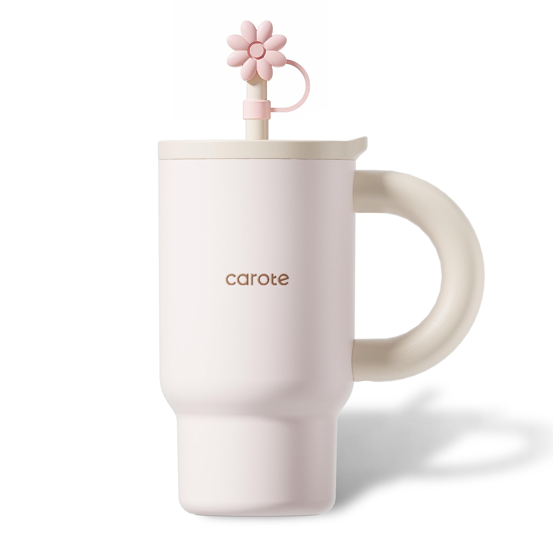 CAROTE カローテ タンブラー 720ml 真空断熱 保温保冷 2Way（ストロー付き・直飲み可能）セラミックコート 食洗機対応 ワイド口径 洗いやすい ハンドル付き 握り心地が良い BPAフリー 持ち運びに便利 おしゃれ オフェス 自宅 アウトドア 桜色・ピンク