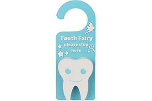 ZORAVELL Tooth Fairy Tooth Holder Box Tooth Fairy Door Hanger with Money Box Keepsake Tooth Fairy Box Encourage Gifts for Lost Teeth Boy Girl Milk Teeth (Blue)