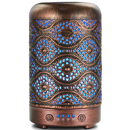Ultrasonic Cool Mist Essential Oil Diffuser, ARVIDSSON Metal Aromatherapy Diffusers for Essential Oils, Cool Mist Humidifier with 7 Colors LED Night Light for Home, Office