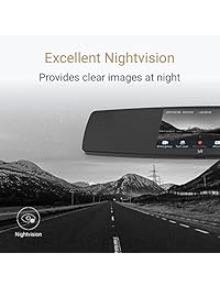 YI Mirror Dash Cam, Doble salpicadero cámara grabadora con pantalla táctil, Mobile APP, Front Rear View HD camera, G Sensor, Reverse Monitor, Loop Recording