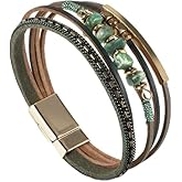 Flower Charm Wrap PU Leather Bracelet for Women Lady Handmade Bohemian Bracelets Jewelry Gifts for Women