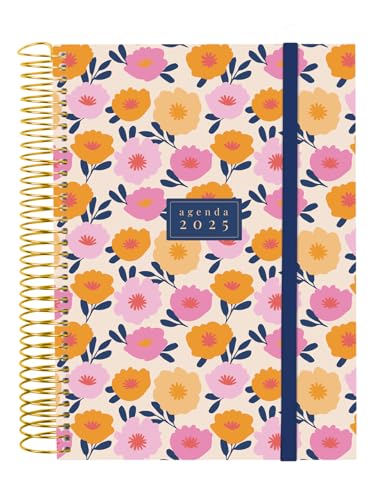 Finocam - Spiral Design Collection 2025 Diary 1 Page per Day January 2025 - December 2025 (12 Months) Italian Gala