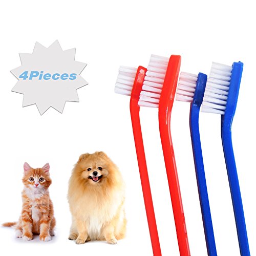 Petâ€™s Uncle Dog toothbrush with Double Head, Pet Toothbrush for Dog Tooth Cleaning and Dental Care-4Pack
