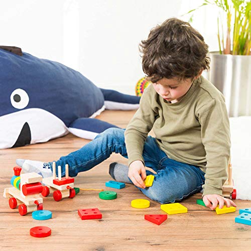 all Kids United® Holz-Eisenbahn Spielzeug-Eisenbahn aus Holz; Kinderspielzeug Sortierwürfel Holz-Zug Lernspielzeug… – Bild 6