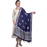Exotic India Women's Art Silk Dupatta with Printed Pattern Ethnic Print Design Stole, Chunni for Girls