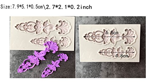 Cake Curlicues Scroll Lace Border Decorating Tool By Garloy,5 Pcs Baroque Style Cupcake Topper Fondant Chocolate Polymer Clay Silicone Mold - Thumbnail 3