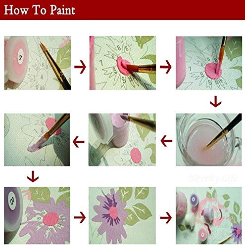 Beryart Malen nach Zahlen DIY Acryl-Malset für Kinder und Erwachsene, 40,6 x 50,8 cm, Löwenpaar-Muster mit 3 Pinseln und… – Bild 5