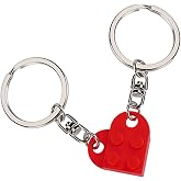 Brick Heart Keychain for Couple Boyfriend Girlfriend Best Friend, Cute Brick Matching Keychains Set for Husband Wife