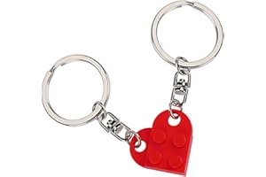 HZMM Brick Heart Keychain for Couple Boyfriend Girlfriend Best Friend, Cute Brick Matching Keychains Set for Husband Wife