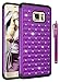 Galaxy S6 Edge Plus Case, Style4U Studded Rhinestone Crystal Bling Hybrid Armor Case Cover for Samsung Galaxy S6 Edge Plus / S6 Edge + with 1 Style4U Stylus [Purple/Black]