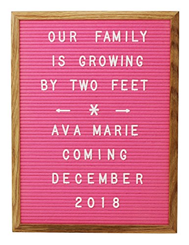 12 x 16 Changeable Letter Board - Hot Pink Felt With Solid Oak Frame, Wall Mount, Canvas Bag, and 290 Characters - by Executive Office Solutions