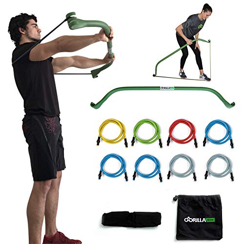 Original Gorilla Bow Portable Home Gym Resistance Bands and Bar System for Travel, Fitness, Weightlifting and Exercise…