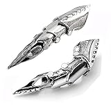 Jovivi 2pcs Men's Silvery Armour Knuckle Full Finger Double Ring Punk Rock Gothic Cool