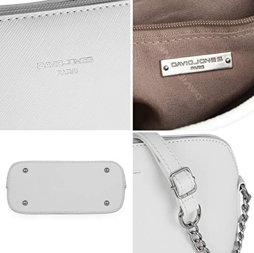 David Jones - Small Shoulder Bag for Women Chain – PU Leather Messenger Crossbody Bag – Clutch Bag Evening Clutch Bag Fashion – Shopping Travel Bag – White