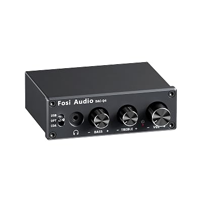 Fosi Audio Q4 DAC Headphone Amp for PC, Desktop Digital to Analog Audio Converter for Home Stereo Amplifier and Powered Speakers, PC-USB/Optical/Coaxial Inputs, 3.5mm Headphone/RCA Outputs